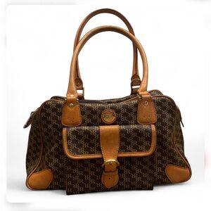 Rioni Genuine Leather Italian Designer Monogram Boston Bag